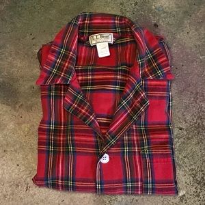 L. L. Bean Red Flannel Shirt, 100% Cotton